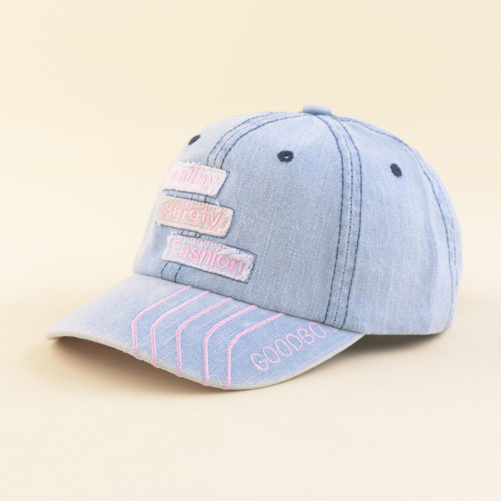 Wholesale Denim Soft Top English Label Children's Peaked Cap